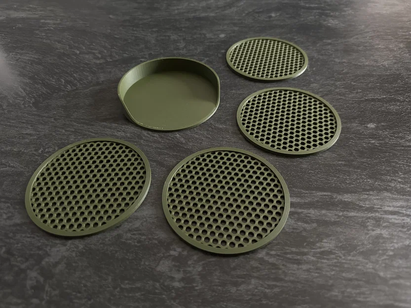 Bộ đế lót ly họa tiết tổ ong 3D kèm khay đựng (Honeycomb Coasters) - Image 4