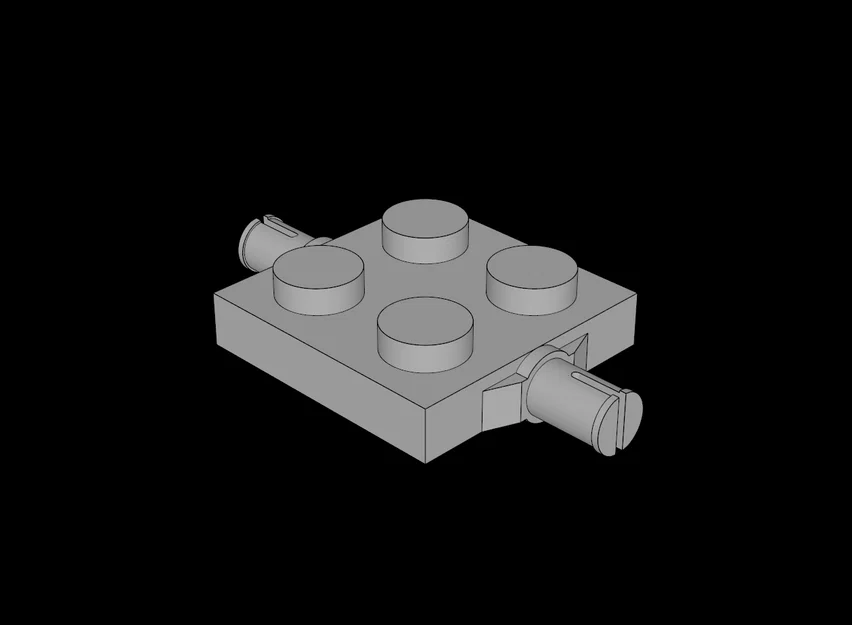 Tấm lắp ghép 2x2 tương thích Lego có chốt bánh xe (3D Model) - Image 1