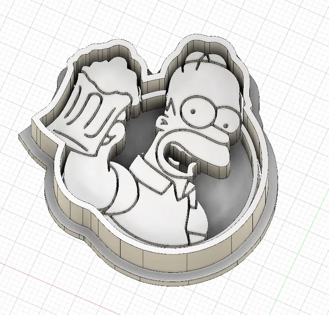 Khuôn cắt & tạo dấu Homer Simpson uống bia cho đất sét polymer/bánh quy - Image 1