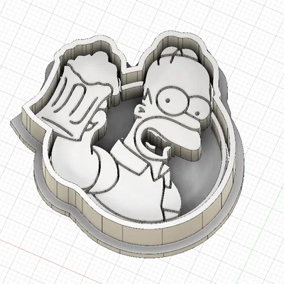 Khuôn cắt & tạo dấu Homer Simpson uống bia cho đất sét polymer/bánh quy