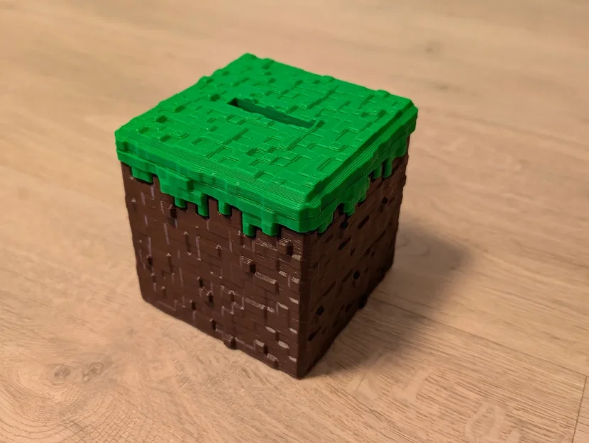Ống heo tiết kiệm hình khối cỏ Minecraft (Grass Block Piggy Bank) - Image 1