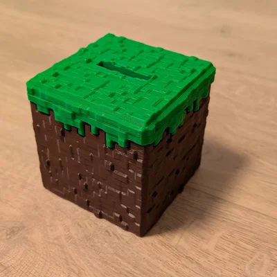 Ống heo tiết kiệm hình khối cỏ Minecraft (Grass Block Piggy Bank)