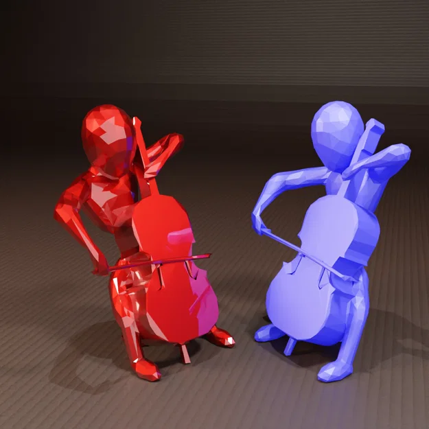 Tượng Nghệ Sĩ Cello Low Poly - Sculpture - Image 1