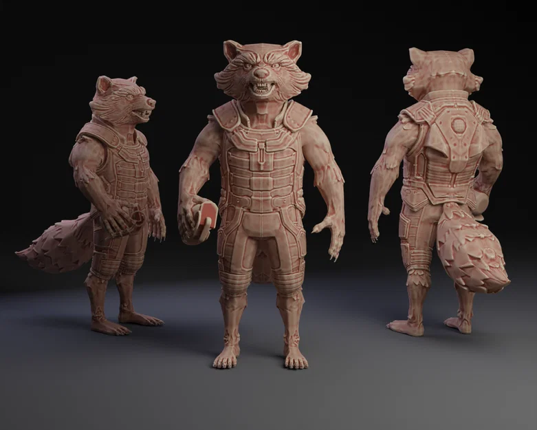 Mô hình 3D Rocket Raccoon cầm lựu đạn từ Guardians of the Galaxy - Image 1