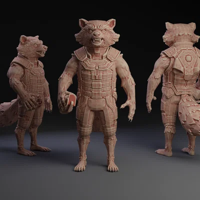 Mô hình 3D Rocket Raccoon cầm lựu đạn từ Guardians of the Galaxy