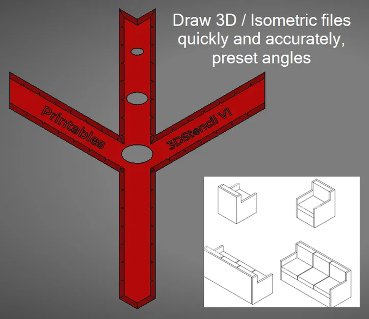 3DStencil V1 – Stencil hỗ trợ vẽ isometric & bản vẽ kỹ thuật - Image 1