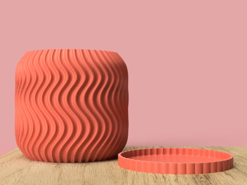 Mẫu in 3D chậu cây Twisty Plant Pot có đĩa lót tiện dụng - Image 1