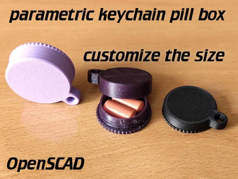 Hộp thuốc móc khóa tùy chỉnh (OpenSCAD) - Image 1
