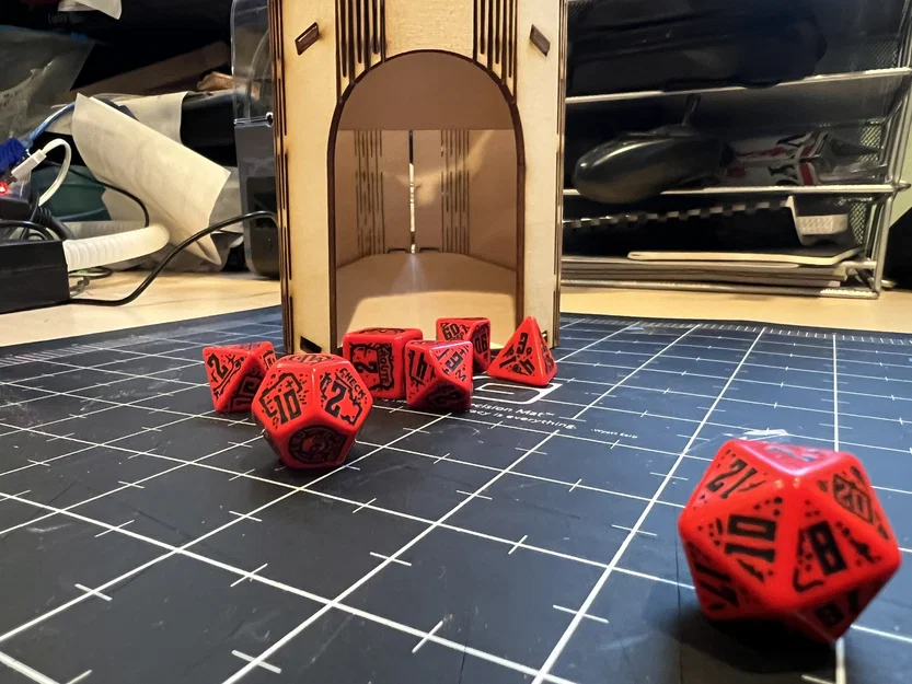 Dice Tower Flat-Pack Living Hinge cắt laser (lắp ráp nhanh) - Image 2