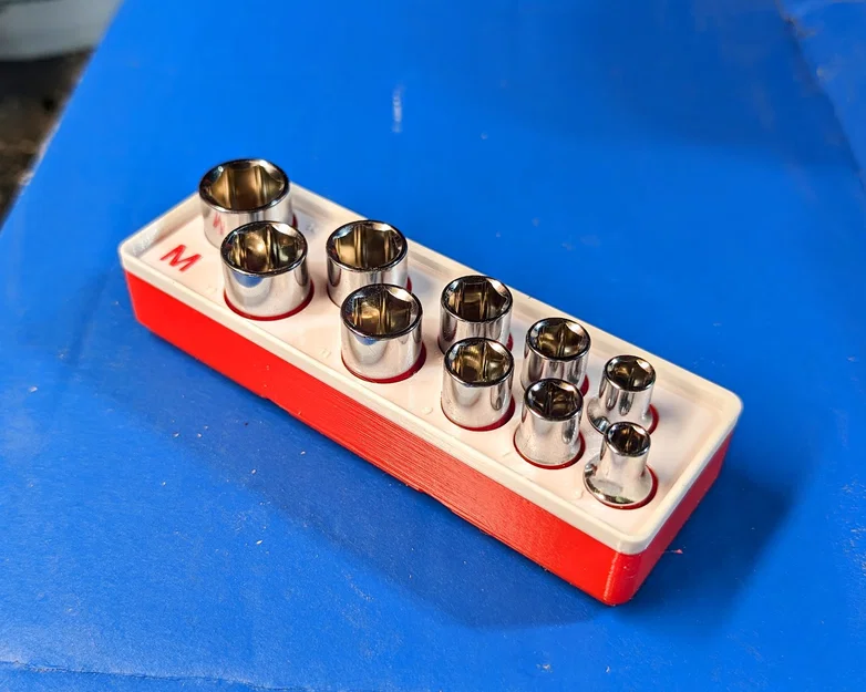 Khay Gridfinity đựng socket 1/4" Pittsburgh Harbor Freight (Metric) - Image 1