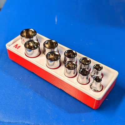 Khay Gridfinity đựng socket 1/4" Pittsburgh Harbor Freight (Metric)