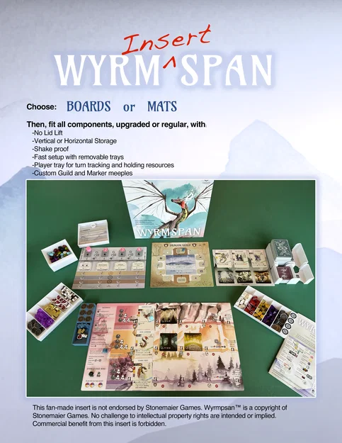 Bộ khay đựng (Insert) cho board game Wyrmspan - Image 1