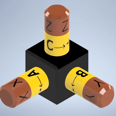 Trục XYZ & xoay ABC (vòng di động) / Axe XYZ et rotation ABC (anneaux mobiles)