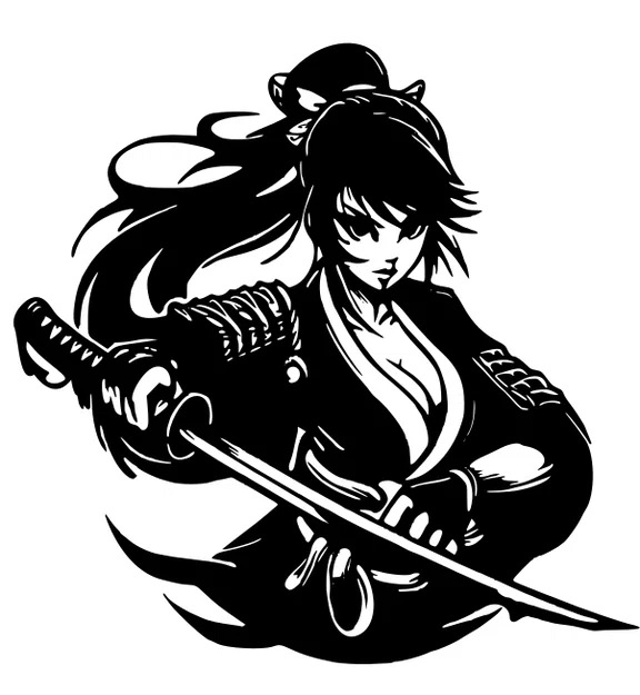 Mẫu in 3D Tranh treo tường Nữ chiến binh Samurai nghệ thuật - Image 1