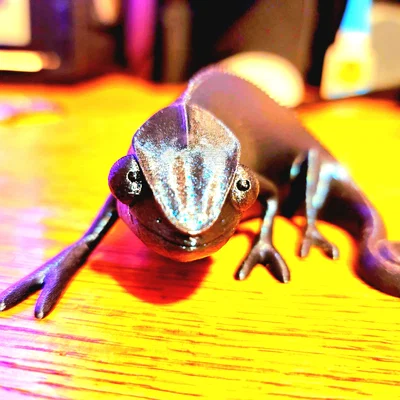 Mô hình chú tắc kè hoa mắt to Big Eyes Chameleon in 3D siêu dễ thương
