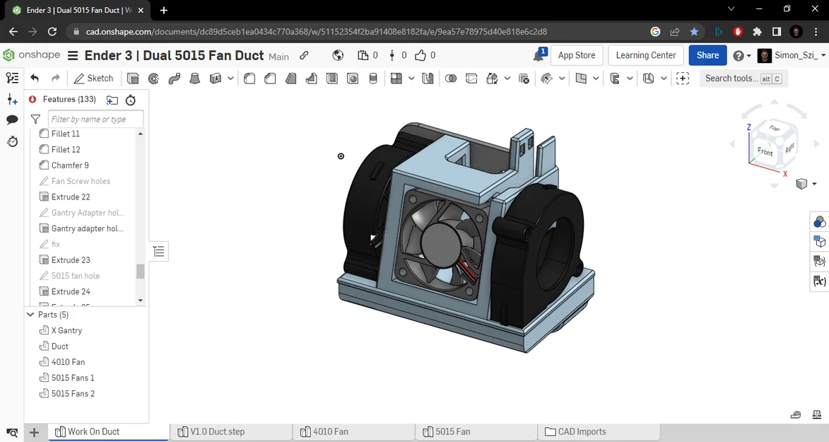 Ender 3 | Ống gió quạt đôi 5015 (Dual 5015 Fan Duct) - Image 10