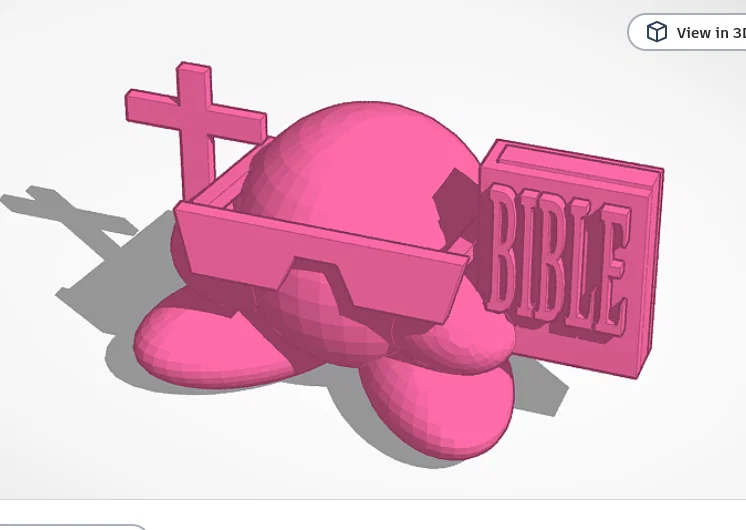 Mô hình 3D Kirby cầm Kinh Thánh độc đáo và đầy sáng tạo - Image 1