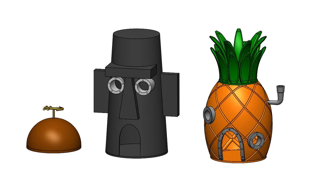 SpongeBob SquarePants Cribs – Bộ nhà SpongeBob, Squidward & Patrick (3D) - Image 1