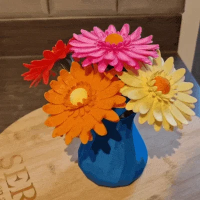 Bó hoa Gerbera nhiều màu kèm bình cắm