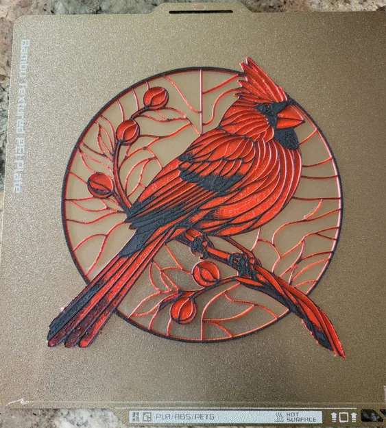 HueForge Stained Glass Cardinal – Tranh kính 2 phần (HueForge) - Image 4