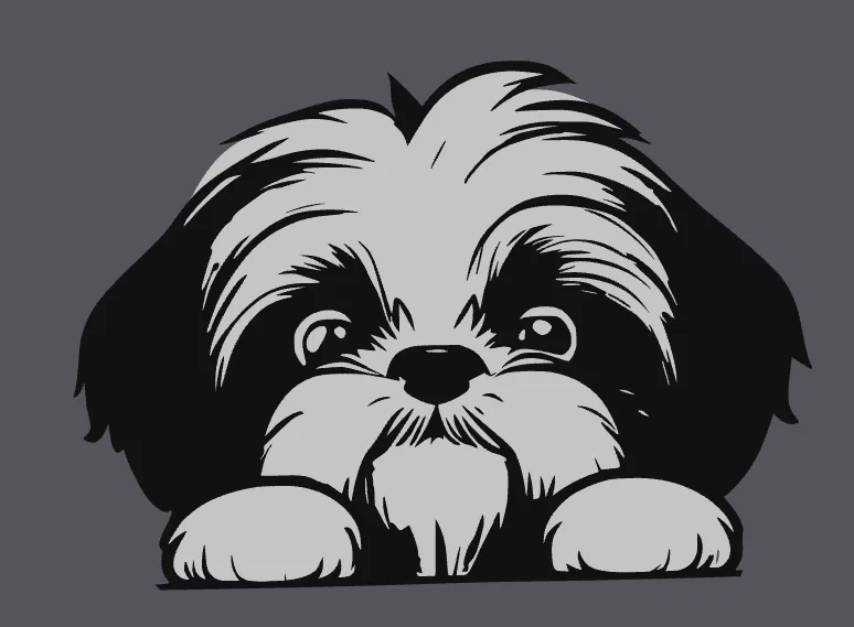 Mô hình 2D trang trí hình chú chó Shi Tzu đáng yêu cho cửa sổ - Image 1