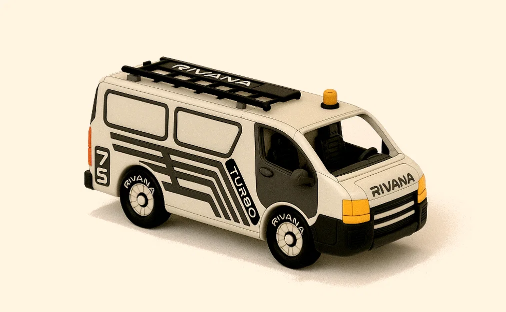 Xe Van Utility Màu Vàng Có Chuyển Động (Yellow Utility Van with Movements) - Image 1