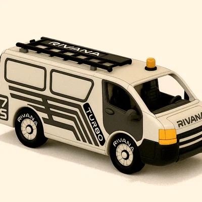 Xe Van Utility Màu Vàng Có Chuyển Động (Yellow Utility Van with Movements)