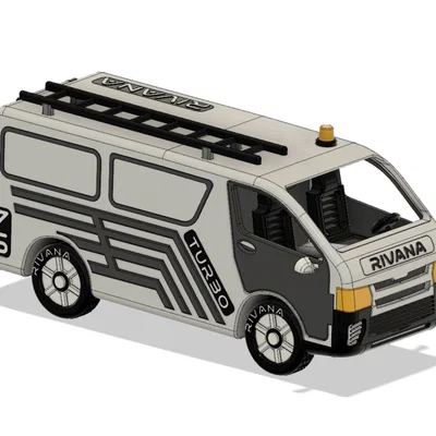 Xe Van Utility Màu Vàng Có Chuyển Động (Yellow Utility Van with Movements)