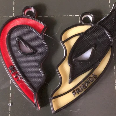 Móc Khóa Deadpool và Wolverine In 3D Độc Đáo - Thiết Kế Xếp Lớp