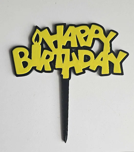 Mẫu Topper trang trí bánh kem Happy Birthday in 3D đẹp mắt - Image 1