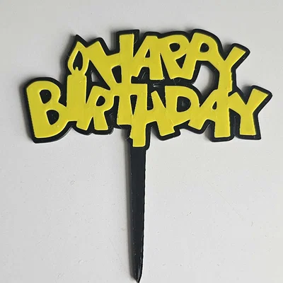 Mẫu Topper trang trí bánh kem Happy Birthday in 3D đẹp mắt