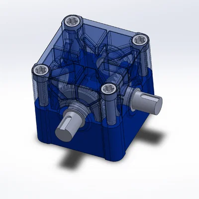 Mô hình hộp số góc 90 độ (90° Gear Box) in 3D