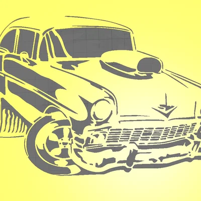 Khuôn stencil 3D hình xe 56 Chevy phong cách hoạt hình độc đáo