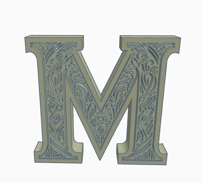 Mô hình chữ cái M nghệ thuật đứng trang trí 3D - Image 1