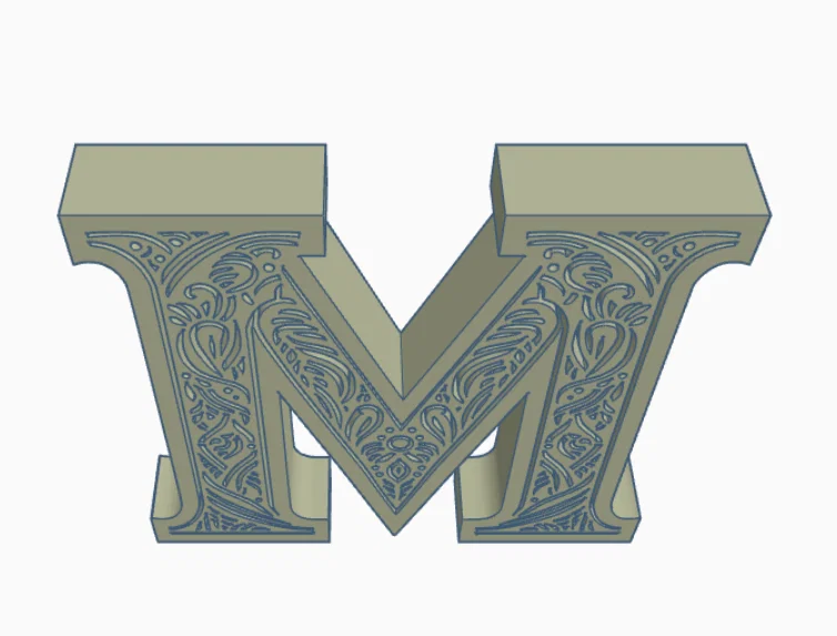 Mô hình chữ cái M nghệ thuật đứng trang trí 3D - Image 2