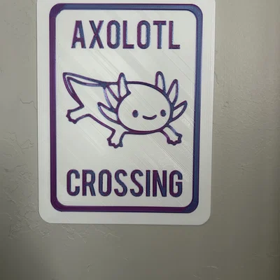 Bảng hiệu Axolotl Crossing đáng yêu cho người yêu kỳ giông Mexico