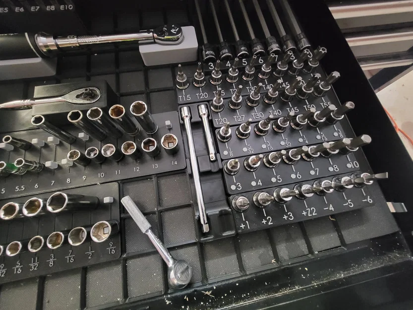 Khay 3D Gridfinity đựng thanh nối dài cần siết 1/4 inch - Image 1