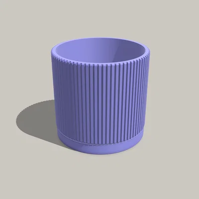 Chậu cây Mid Century Modern kèm khay hứng nước - Rãnh tuyến tính