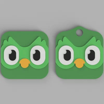 Mô hình 3D logo chim cú Duolingo làm móc khóa cực xinh