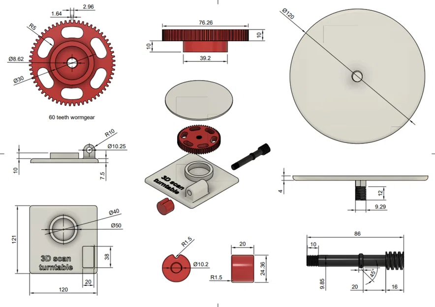 Bàn xoay quét 3D (3D-scan turning table) in 3D - Image 3
