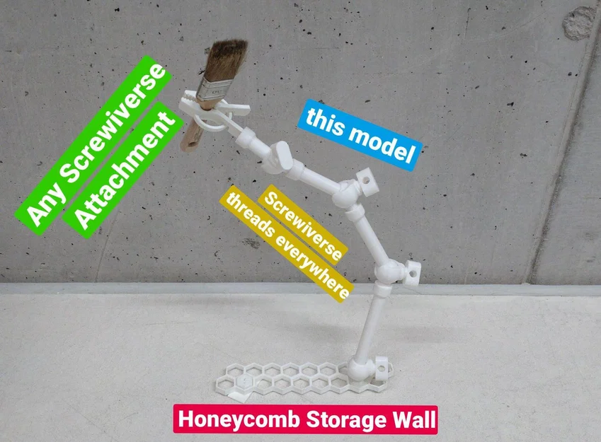 Tay đòn khớp cầu Screwiverse cho Honeycomb Storage Wall - Image 2