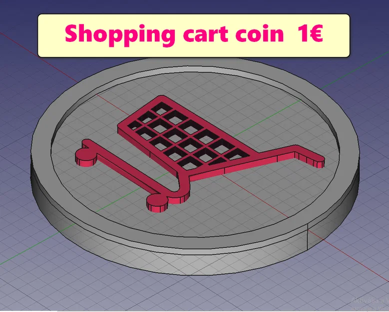Đồng xu nhựa in 3D thay thế xe đẩy mua sắm (Shopping cart coin) - Image 1
