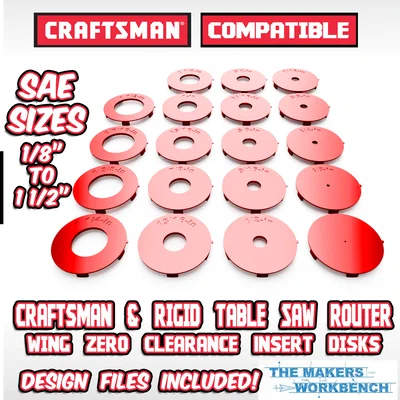Insert Zero-Clearance cho Router Table Wing máy cưa bàn Craftsman (SAE)