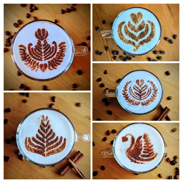Mẫu Khuôn Latte Art Cho Cà Phê (Coffee Latte Art Template) - Image 2