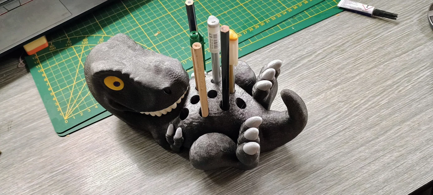 Mẫu ống cắm bút 3D hình khủng long T-Rex độc đáo để bàn - Image 1