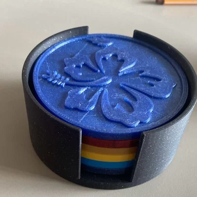 Bộ 6 đế lót ly họa tiết hoa kèm khay đựng in 3D độc đáo