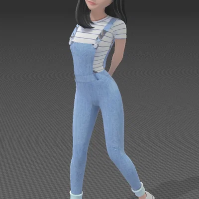 Mô hình 3D cô gái dễ thương (Cute Girl) phong cách hoạt hình xinh xắn
