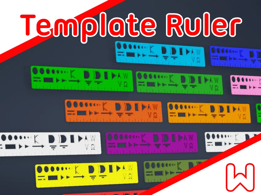 Thước Template kèm Sơ đồ/Ký hiệu Điện (Template Ruler with Electrical Diagrams) - Image 1