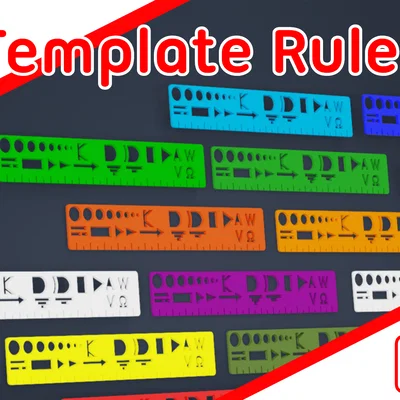 Thước Template kèm Sơ đồ/Ký hiệu Điện (Template Ruler with Electrical Diagrams)