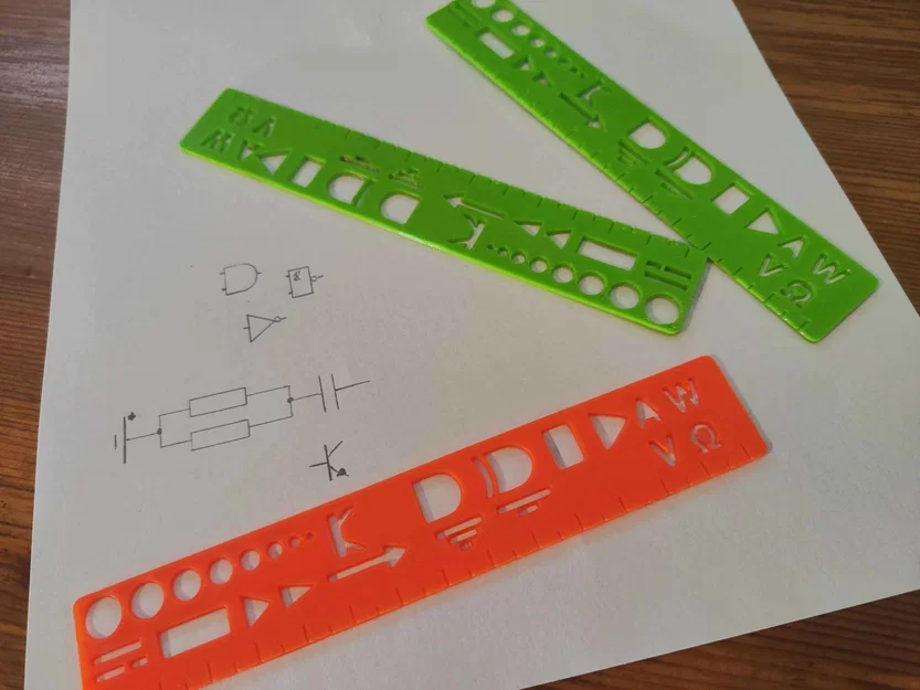 Thước Template kèm Sơ đồ/Ký hiệu Điện (Template Ruler with Electrical Diagrams) - Image 2